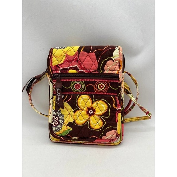 Vera Bradley Mini Hipster Floral Quilt Crossbody Purse in Buttercup Coral Print - Picture 1 of 6
